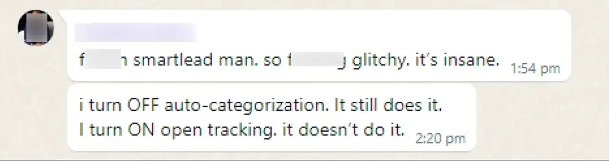 Smartlead glitches.