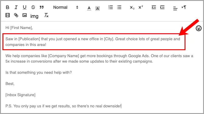 intro or first line of a cold email