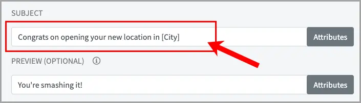 the subject line of an email