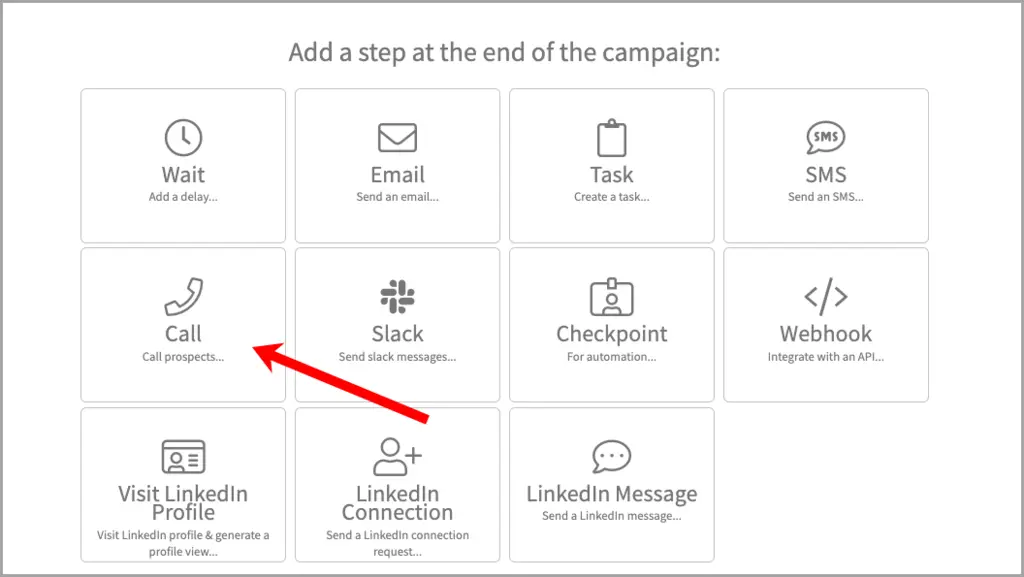 cold call campaign step in quickmail
