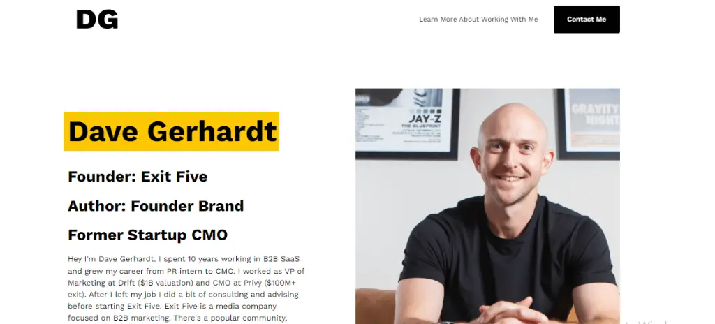 Dave Gerhardt’s Newsletter Page Overview