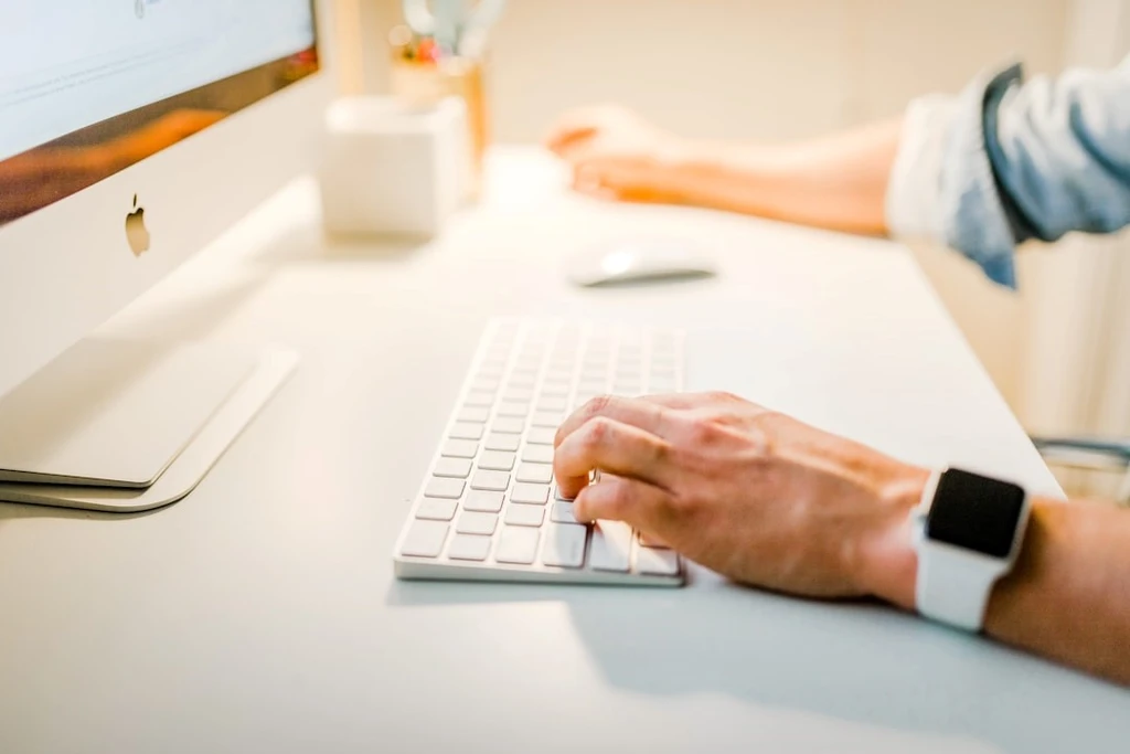 Typing something to the computer's keyboard