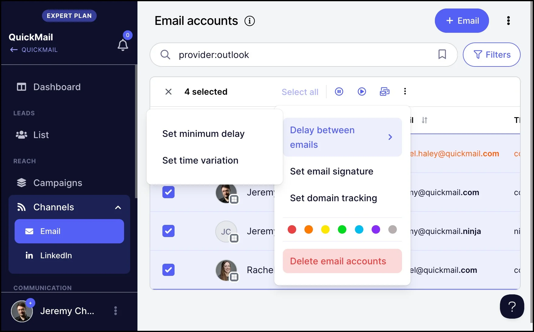 set minimum delay between email sends