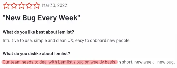 Lemlist bugs.