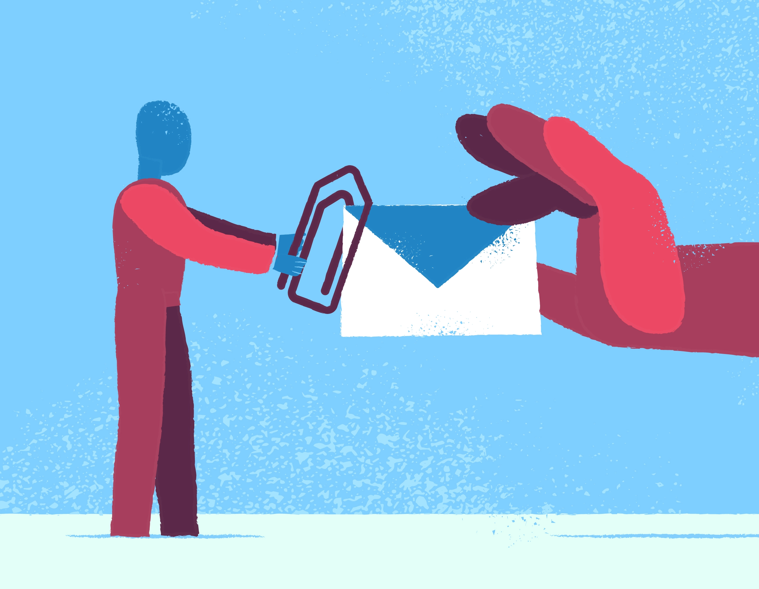 Email envelope handed to a person.