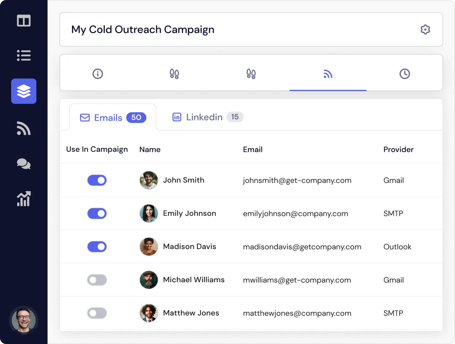 inbox rotation to send campaign from multiple senders in quickmail
