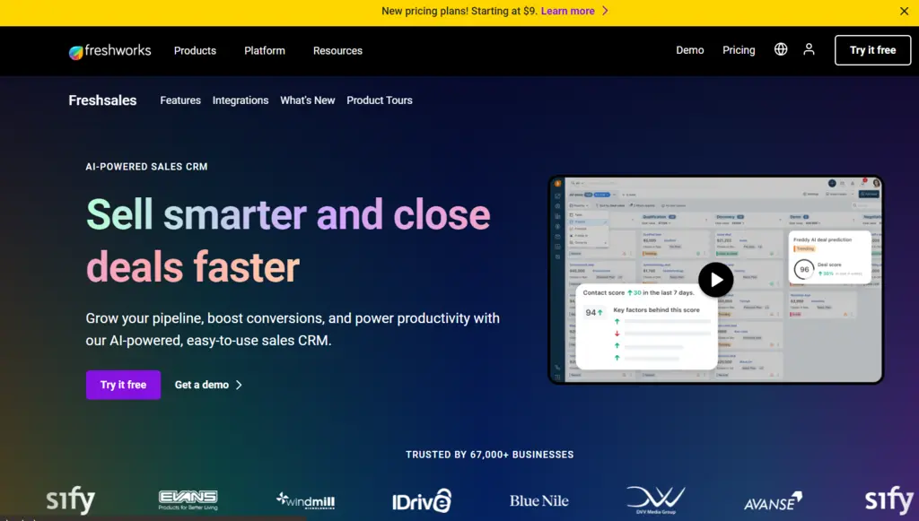 Freshworks CRM website.