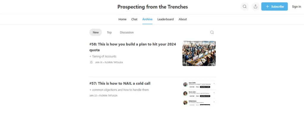 Prospecting From The Trenches Page