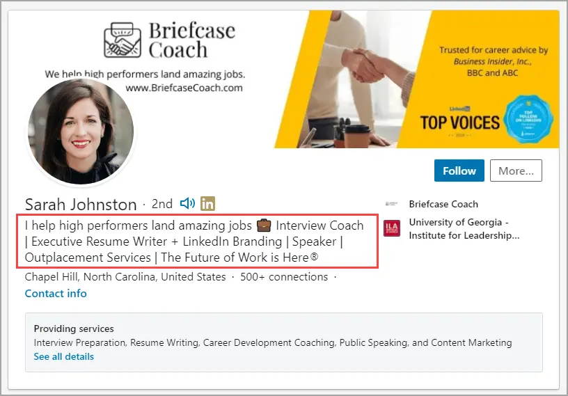 Headline example screenshot.