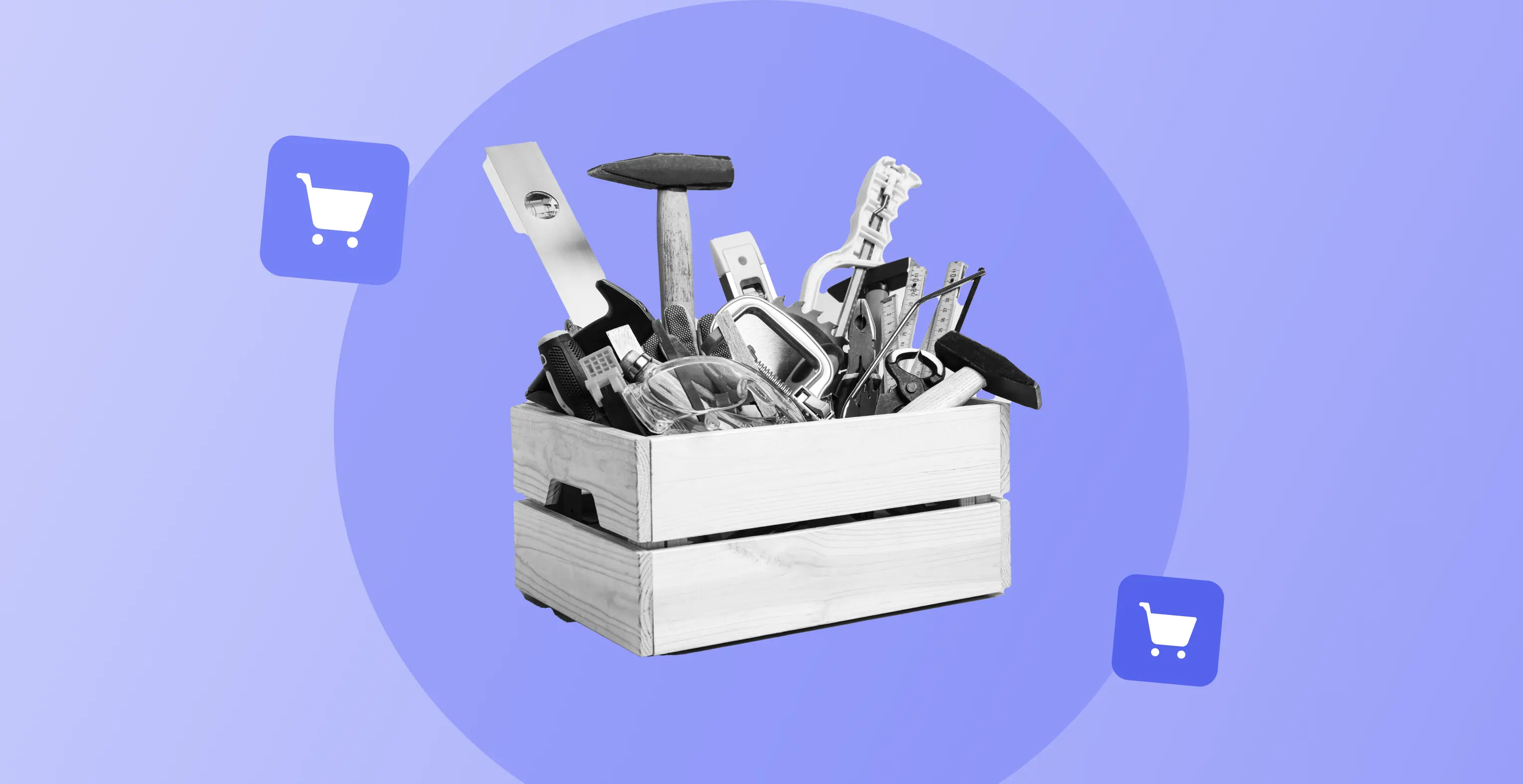 Toolbox in blue background.