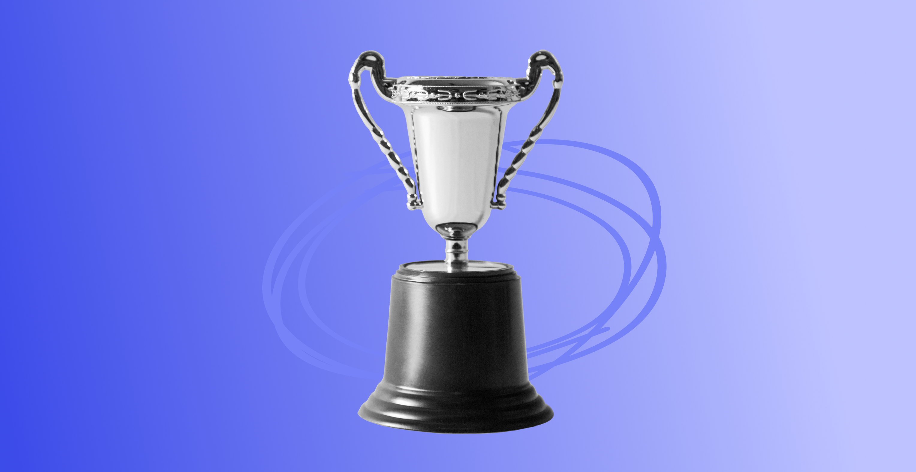 Trophy in blue background.