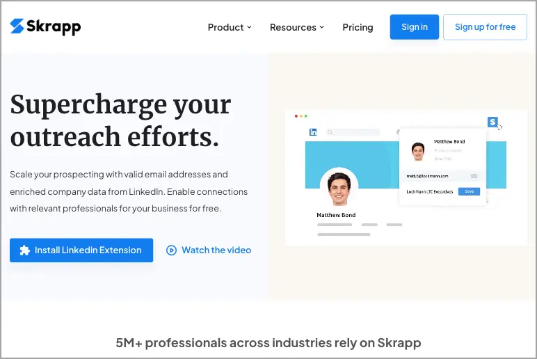 A screenshot of Skrapp's website