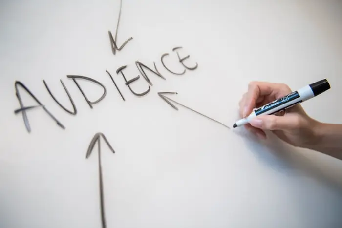 Writing the word Audience in a marker