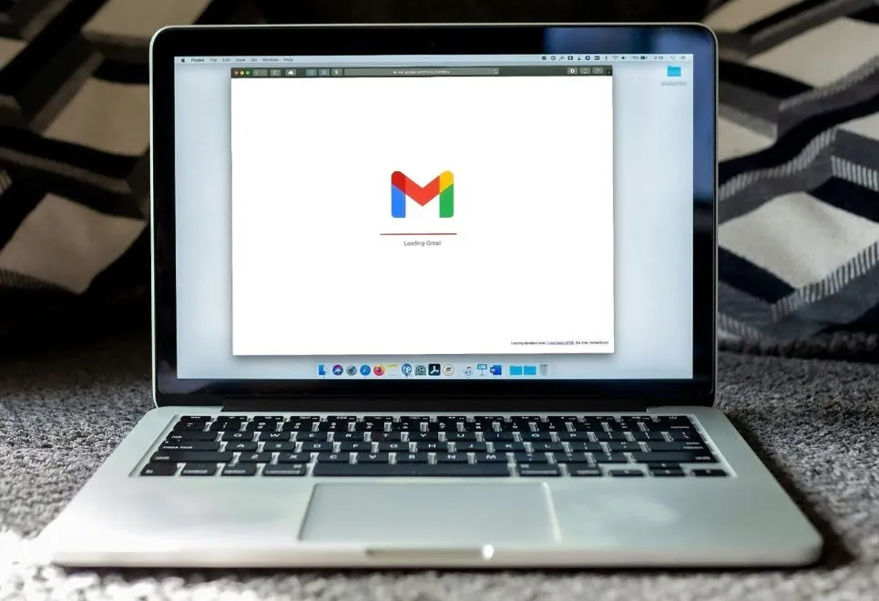 Gmail symbol on laptop.