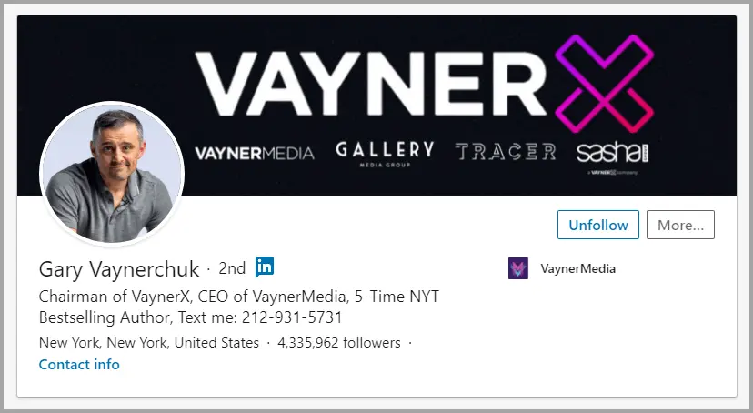 Gary Vaynerchuck profile with picture.