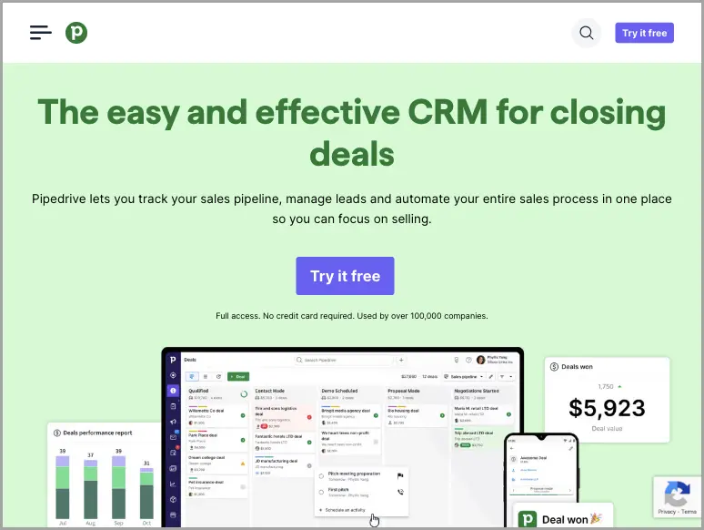 Pipedrive homepage image